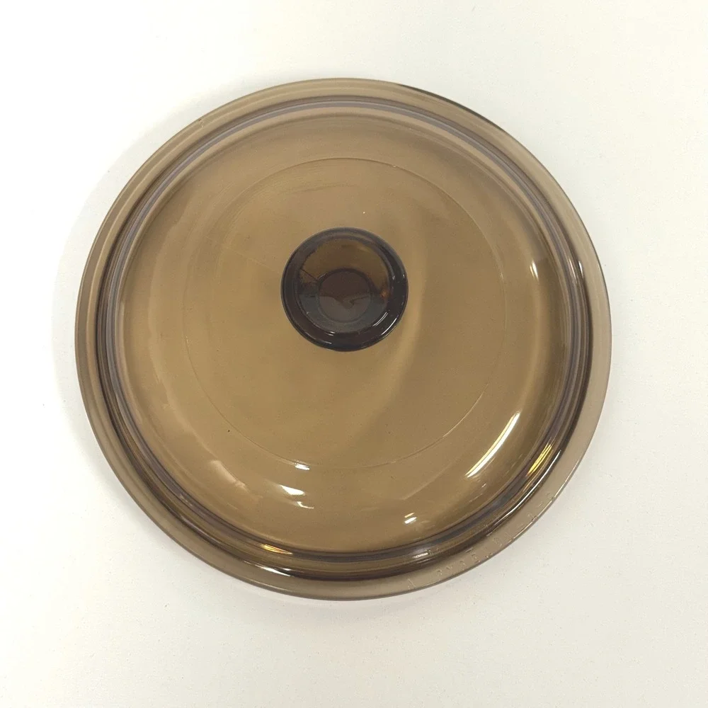 Pyrex Visions V-1-C Amber Glass Replacement Lid 6 Inch Brown Transparent
